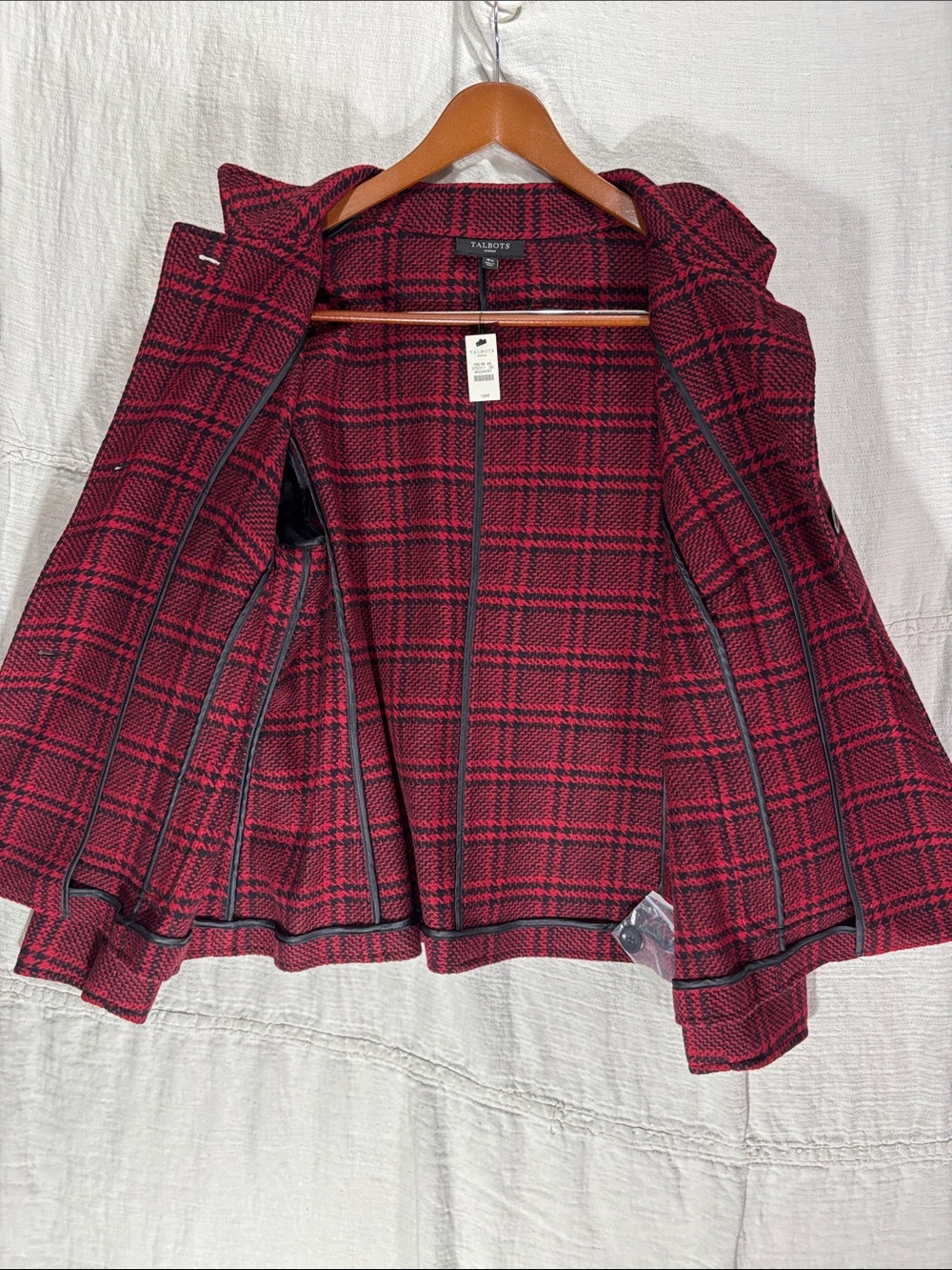 Talbots NWT Red & Black Plaid Wool Blend Tailored Jacket Blazer Plus Size 18W - Picture 11 of 11